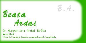 beata ardai business card